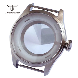 Stainless Steel 43mm Big Pilot Dive Watch Case Sapphire 20BAR Waterproof Transparent Back Fit NH35 NH36 NH38 ETA2824 PT5000 Movt