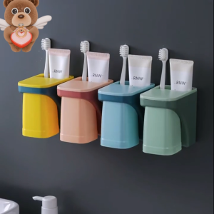 (HOME+) Magnetic Wall Mounted Toothbrush Mouthwash Cup Set