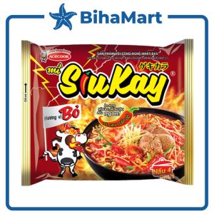 [THÙNG 24 GÓI] - ACECOOK - Mì Siukay hương vị Bò Siukay mì bò Siukay mì cay 7 cấp độ Siukay Mì Siu Kay ăn liền (127g/gói)