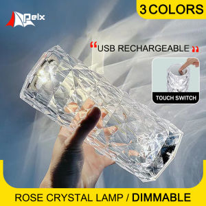 Night light Crystal Table Lamp Rose Romantic Diamond Touch Night Light for Party Decor 3 Colors/16 Colors