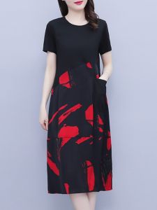 Middle-Aged Mom Summer Clothes Dress Female 2024 New Arrival Plus Size Casual Fashion Skirt Fried Street Age Reducing Best Selling Fashionable