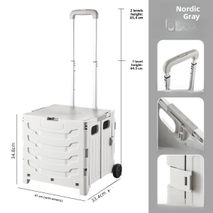 Ultra Lightweight Folding Shopping Cart with Cover Vegetable Buying Little Trolley Stair Climbing Multi-Functional Portable Camping