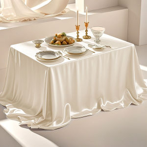 Anfeng | Elegant White Red Satin Tablecloth