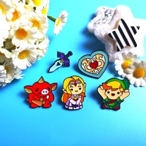 Bandai | New 5pcs Cute Anime Figures Enamel Pins Set Cool Funny Cartoon Brooch Lapel Badge on Backpack Clothing Accessories birthday Gift