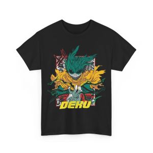 Bandai | My Hero Academy Dark Deku Vigilante Aura Cotton T-shirt Men and Women Anime Style Fashion Comfortable Casual Short Sleeved Shirt