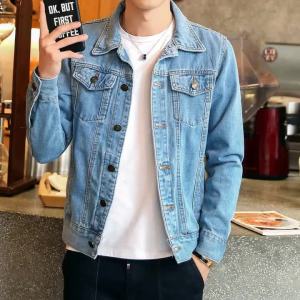 Spring and Autumn Denim Coat: Stylish Men's Clothing for Students