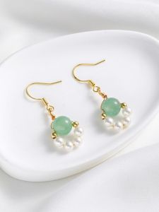 14K Gold Plated Earring Hooks Thickened with Bead Holders Handmade Tassel Earring Accessories Pearl Mother of Pearl Material