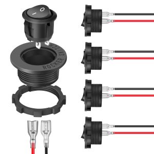 5PCS Round Rocker Switch ON OFF SPST Switch Holder 20mm 12V DC 2 Pin Pre-Wired Waterproof Toggle Switch Shell for Car Automotive