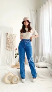Celana Boyfriend Jeans Panjang Wanita - Boyfriend Celana BF Halsey Med BEL