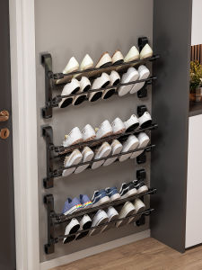 Foldable Shoe Rack Modern Simple Style Metal Material Home Entrance Door Mat Multi-layer Slippers Storage Organizer No-drilling