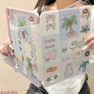 case iPad Gen9 Gen8 Gen7 10.2 Air5/4 10.9 Air6 ที่ใส่ปากกา ลูกสุนัขฮาวาย เคสiPadหมุน 360° Pro11 2024 Gen10 Air7 Gen11