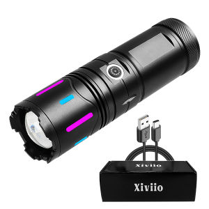 69000000LM High Power LED Flashlight with COB Tail Light Built-in 3*18650 battery Flashlight Super Bright Zoomable Outdoor Torch