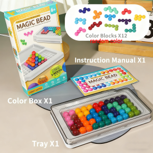 40 Challenges 12PCS Blocks Children 2D 3D IQ Board Game Toy Intellectual Magic Beads Pyramid Game Reasoning Colorful Puzzle