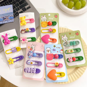 3Pcs Childrens Broken Hair Clips Cute Strawberry Bear Cartoon Hairclip Baby Side Clip Girl Bangs Clips