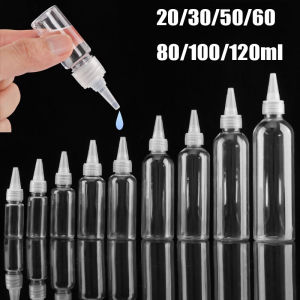 20-120ml Empty Refillable Dropper Squeeze Bottle Container / Plastic Nozzle Dropper Transparent Pointed Mouth Squeeze Bottles