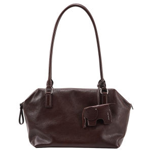 Avalea Top Layer Vegetable Tanned Cowhide Bowling Bag Medium Size Womens Tote Commuter Bag Soft Leather Zipper Closure