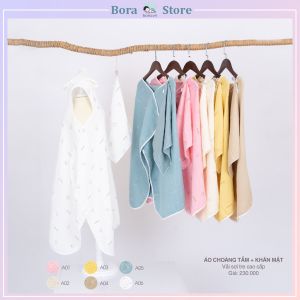 Áo choàng tắm cho bé sợi tre Anminaza tặng kèm khăn mặt