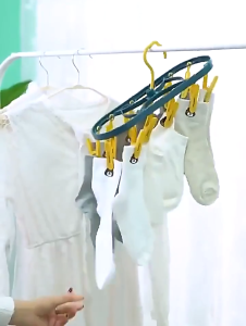 Drying Rack Storage Drying Rack Dormitory Household Underwear Socks 12 Clips Windproof Multifunctional Clothes Hanger