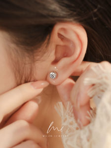 Ultra-Shiny Single Diamond Bubble Silver Earrings Pure Silver Classic Fashion Jewelry Pair Fresh out Design Original Brand