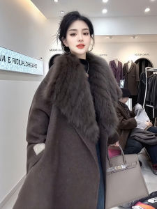 XUECAIQI | Warm Thick Wool Coat Large Fur Collar