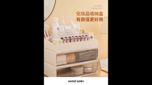 Stackable Desktop Cosmetics Organizer Makeup Storage Box with Drawer Lipsticks Holder Stationery Multipurpose Office Desk Box