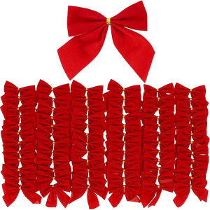 50/100Pcs Christmas Decoration 5.5CM Bow Christmas Tree Pendant Xmas Ornaments for Home New Year 2026 Navidad Child Gifts Decor