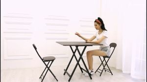 LALA Metal Frame Foldable Stool Chair Backrest Leisure Simple Portable Lightweight Outdoor Dining Chair Dormitory Kitchen Household Stool