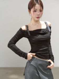 YIKEXIAOYEMEI | Áo Thun Thời Trang Dài Tay Hở Vai Ôm Sát