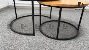 DL Home Concept Coffee Table+End Table Solid Top with Metal Leg