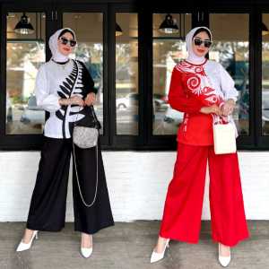 Set Belen by Vienara/Setelan Vienara Terbaru/Setelan Blouse Printing Mix Celana Katun Sigaret/Setelan Kulot Terbaru/Setelan Celana Dan Atasan Motif/Setelan Printing Terbaru/Setelan Katun Sigaret/One Set Cotton Sigaret Import/One Set Premium/SetelanTerbaru