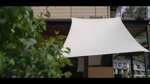 MEET COZY ผ้าบังแดด สีขาว/White ผ้าใบบังแดด 420 D ผ้าอ็อกฟอร์ด ผ้าใบกลางแจ้ง กันยูวี สามารถกันน้ำได้ #1 FA-A