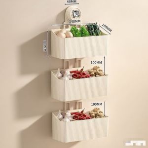 FAJIENUO | Suction-mounted Garlic Ginger Storage Rack Wall-hanging