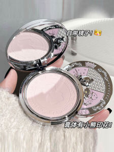 Cute Bear Knight Setting Powder Compact Invisible Pore Makeup Long-lasting Natural Finish Matte Skin Care Beauty Tool