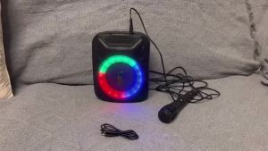FanFun Wireless Outdoor Speaker Portable Speaker with Microphone Colorful DJ Light Dual Microphone Jacks TF Card Compatible