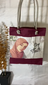 Tote bag wanita sablon tali sumbu bahan semi campas Tas kuliah TERLARIS & TERMURAH