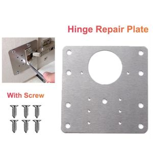 5Pcs Cabinet Hinge Repair Plate Stainless Steel Brackets Kitchen Cupboard Door Hinge Repair Plate