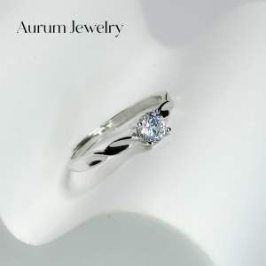 Caige Silver Ring แหวนเพชรเม็ดเดี่ยว เงินแท้ แหวนปรับขนาดได้ รุ่น Caige