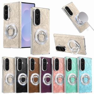 for Samsung Galaxy Z Fold 8 Ultra 8/7/6 Case HCX White | Slim Embossed Floral PU Leather Phone Case with Hinge Protection Shockproof Protective Cover for Galaxy Z Fold8