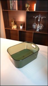 กล่องเก็บของพลาสติกใส สีชา (MH\_107) กล่องเว้าหน้า วางซ้อนทับกันได้ กล่องอเนกประสงค์