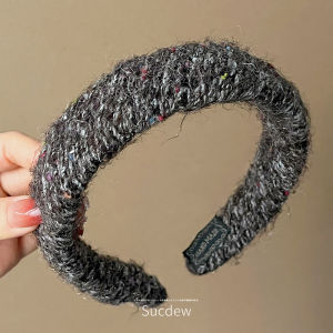 Mùa Thu Mùa Đông Băng Đô Dệt Kim Sang Trọng Chống Trơn Trượt Phụ Kiện Tóc Dành Cho Nữ Cao Cấp Công Cụ Trán Sang Trọng Kẹp Càng Cua Nhựa Polyester Sợi