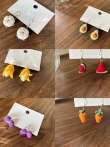 Handmade Hooked 3D Fruit Shaped Cotton Thread Earrings Studs Drop Earrings Clasps Fashionable Korean Style Womens Jewelry