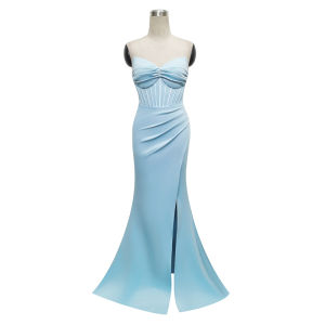 Hinchesha Fashionable Butterfly Knot Long Evening Dress For Women Sleeveless With Dramatic Train Polyester Material For Special Occasions