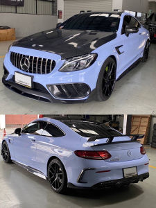 Carbon Fiber Front Splitter Rear Lip Side Skirt Front Bumper Air Intake Mouth Cover for Mercedes-Benz W205 C200 LC63 Coupe