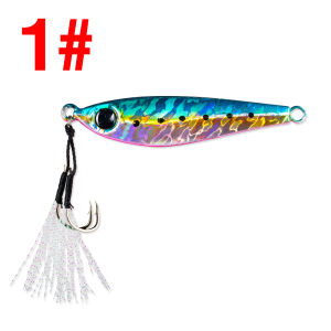 1Pc Sinking Jig 10g/20g/30g/40g/60g/80g Metal Casting Lure Luminous Artificial Hard Bait With Double Assist Hooks and Silk