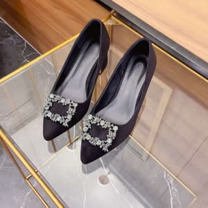 Korean 2 inches Block Heels Pointed Toe Black Fashion Office School Close Formal Shoes For Women