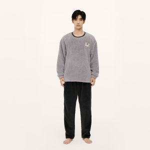 HLA | Mens Home Clothes Soft Breathable Coral Fleece Pyjamas Autumn New Arrival HLA Comfortable Long Sleeve Round Neck Sleepwear