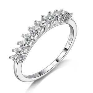 Pretty Beauty Pear Shaped 10 Stones Moissanite Wedding Band 925 Sterling Silver Engagement Promise Ring Dainty Jewelry for Women