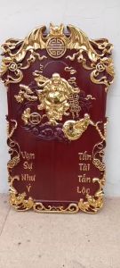 Tranh treo tường lố lịch gỗ hương giác vàng cao 65cmx35cmx2.5cm