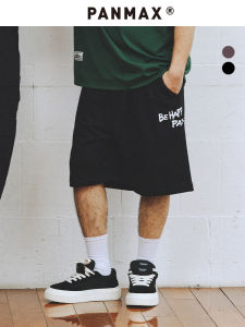 PANMAX Trendy Brand Mens Loose Straight Leg Short Pants Summer New American Style Dyeing Sporty Casual Breathable Cotton Youth