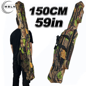 MBLN 150cm Waterproof 2-Layer Fishing Rod Bag – Foldable Shoulder/Hand Carry Side Pockets Durable Polyester for Easy Transpor